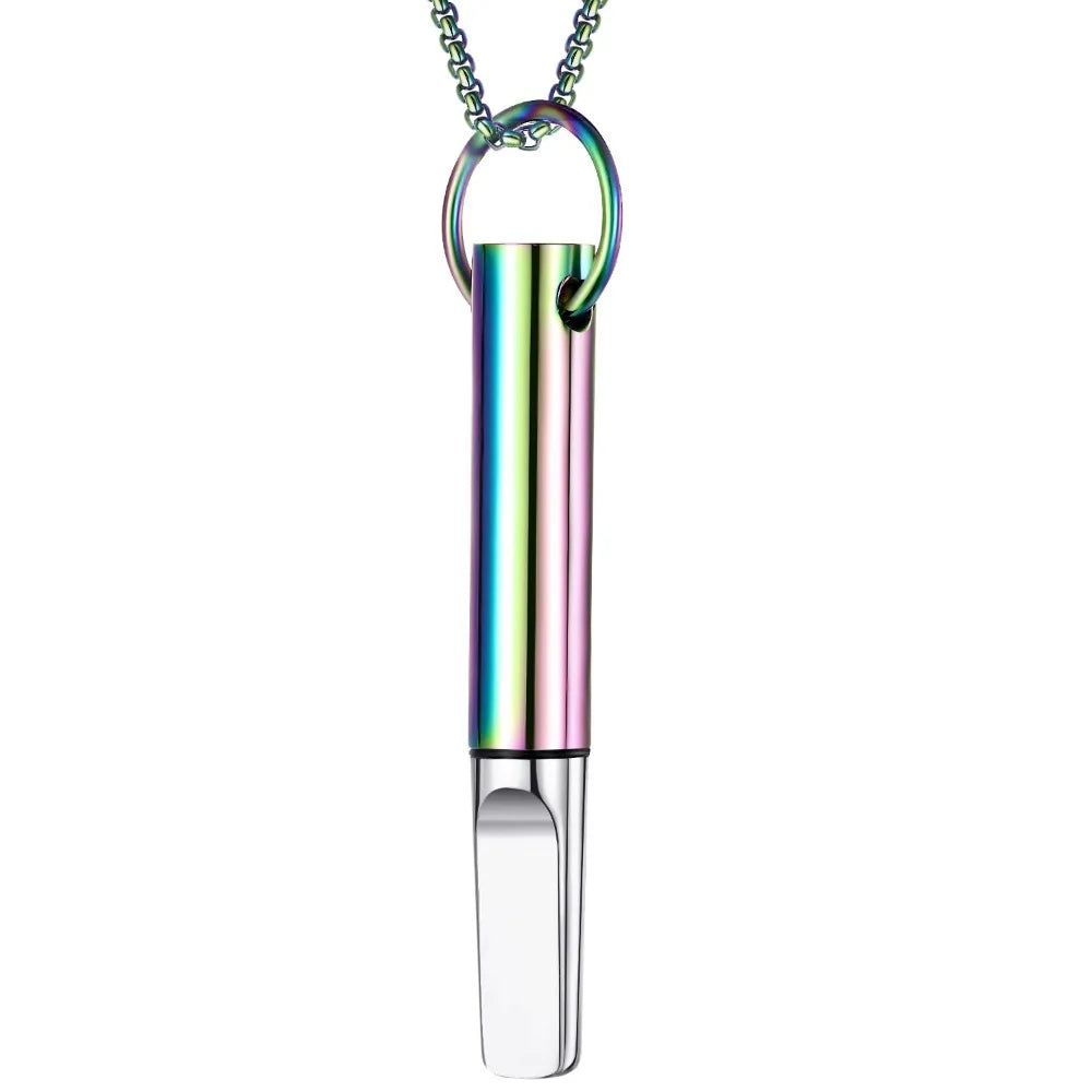 Mindfulness Training Whistle Necklace Metal With Cotton Core Relaxation Necklace Portable Yoga Necklace Necklace Men and Women