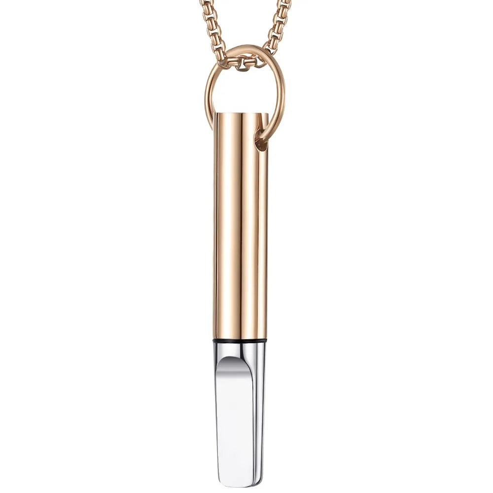 Mindfulness Training Whistle Necklace Metal With Cotton Core Relaxation Necklace Portable Yoga Necklace Necklace Men and Women