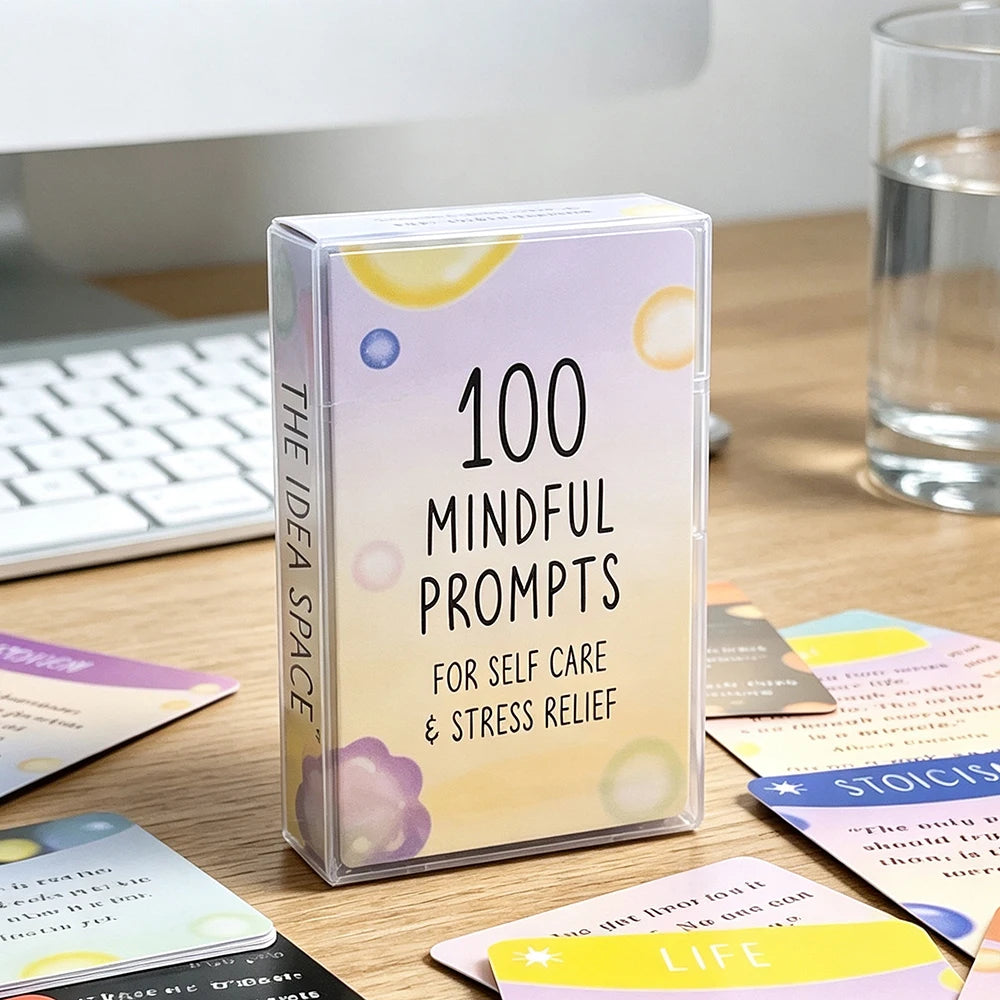100 Mindful Prompts Cards Self Care Stress Relief Affirmation Cards Mindfulness Meditation Therapy Cards for Relaxation Daily