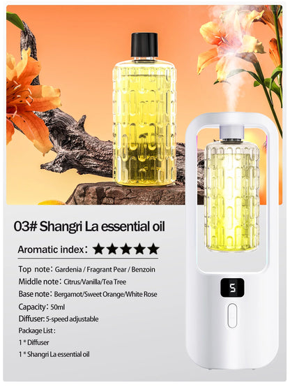 Automatic aromatherapy diffuser for eliminating odors, suitable for household use, with essential oil for air freshening.