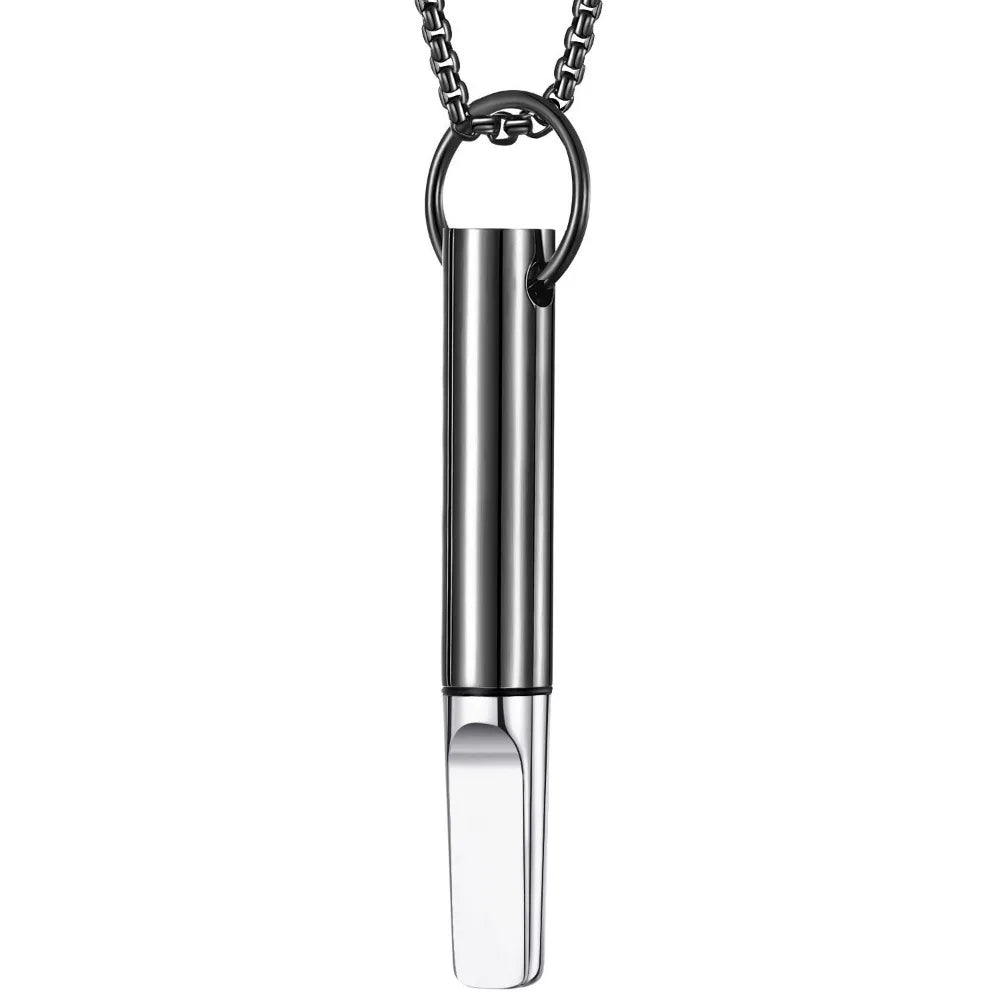Mindfulness Training Whistle Necklace Metal With Cotton Core Relaxation Necklace Portable Yoga Necklace Necklace Men and Women