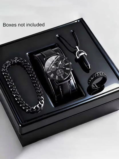Men's gift box set, including a watch, accessories and a wallet. Suitable as a holiday gift or for daily use and versatile