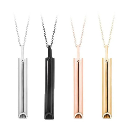 Breathing Whistle Necklace Portable Mindfulness Breath Training Pendant Metal Stress Relief Neck Jewelry for Daily Relax Use