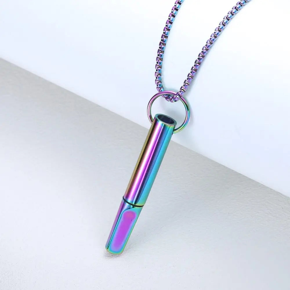 Mindfulness Training Whistle Necklace Metal With Cotton Core Relaxation Necklace Portable Yoga Necklace Necklace Men and Women