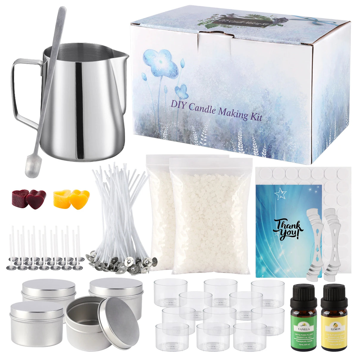 Simple DIY Candle-Making Set, Easy to Make, with Essential Oil for Aromatherapy, High-Quality Soy Wax, Handcrafted
