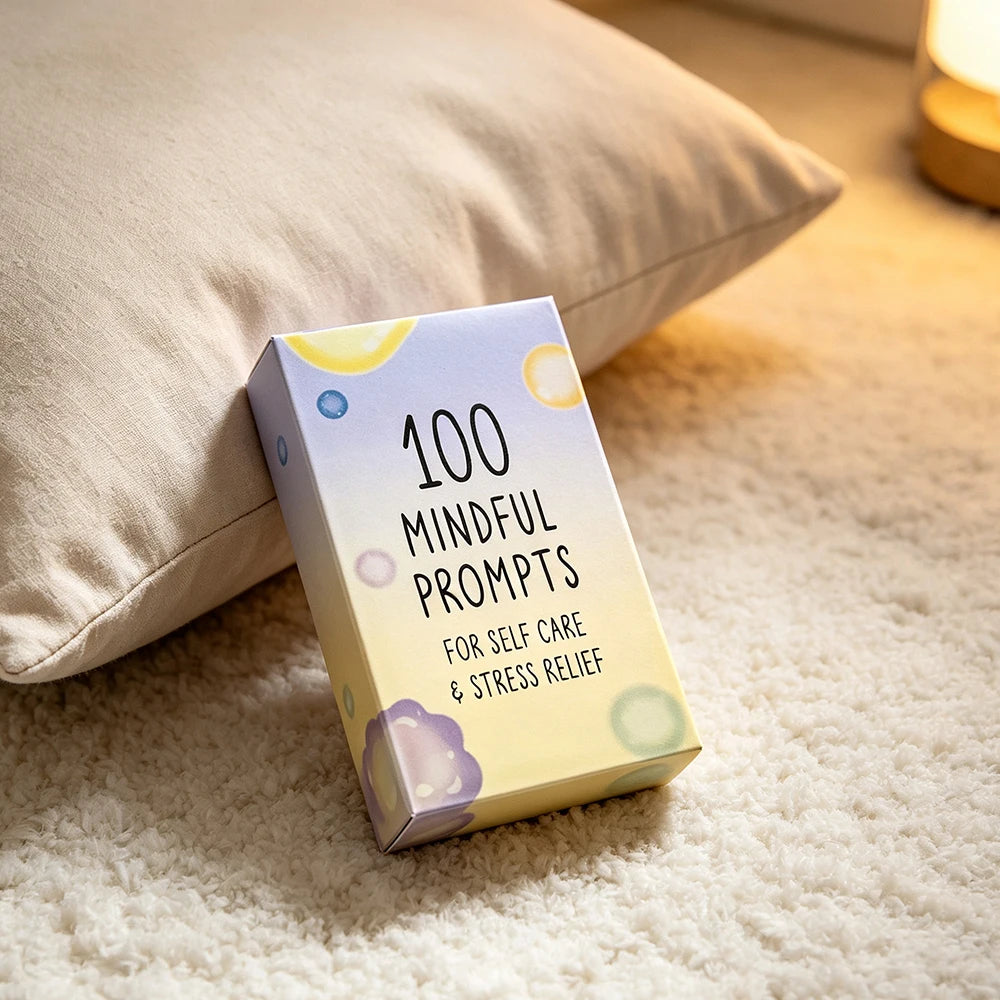 100 Mindful Prompts Cards Self Care Stress Relief Affirmation Cards Mindfulness Meditation Therapy Cards for Relaxation Daily