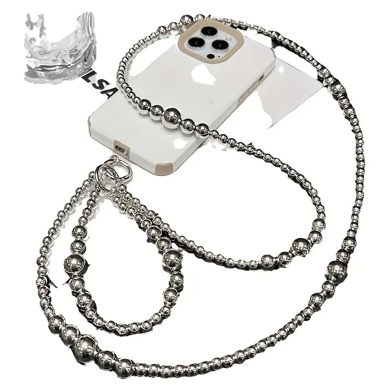Holiday party gifts for friends and family, long silver bead hanging rope, phone case, bag, pendant