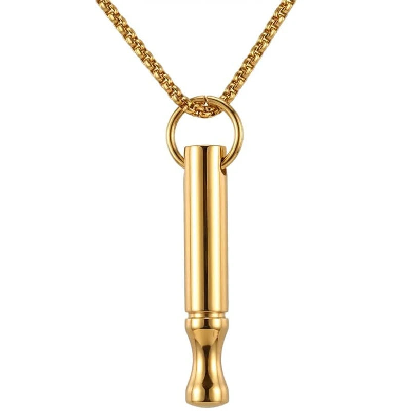 Mindfulness Breathing Necklace Meditation Pendants Stainless Steel Smoking Cessation Aid Anti Anxiety and Stress Relief Whistle