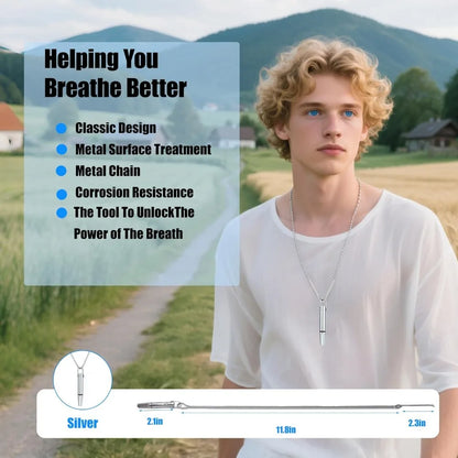 Stainless Steel Meditation Mindfulness Pendant for Regulating Breathe Relieving Anxiety Necklace Quit Smoking with Filter Cotton