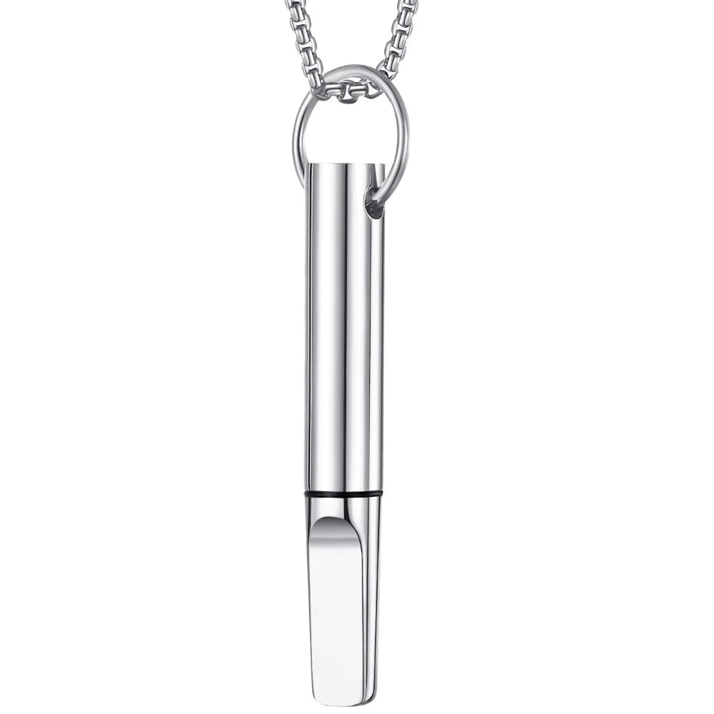 Mindfulness Training Whistle Necklace Metal With Cotton Core Relaxation Necklace Portable Yoga Necklace Necklace Men and Women