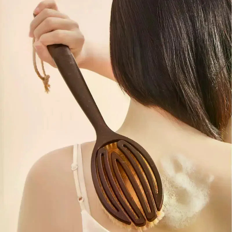 Bath Shower Brush Bathing Brush Dry Skin Body Soft Natural Bristle Massager Care Tool Soft Natural Bristle PE Handle