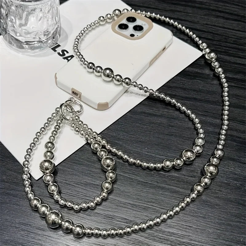 Holiday party gifts for friends and family, long silver bead hanging rope, phone case, bag, pendant