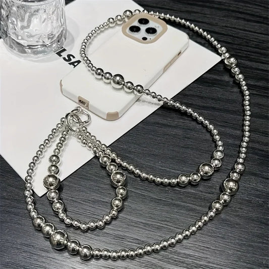 Holiday party gifts for friends and family, long silver bead hanging rope, phone case, bag, pendant