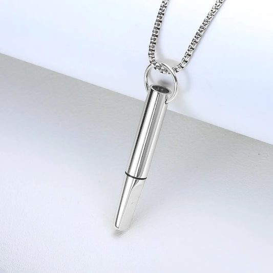 Stainless Steel Meditation Mindfulness Pendant for Regulating Breathe Relieving Anxiety Necklace Quit Smoking with Filter Cotton
