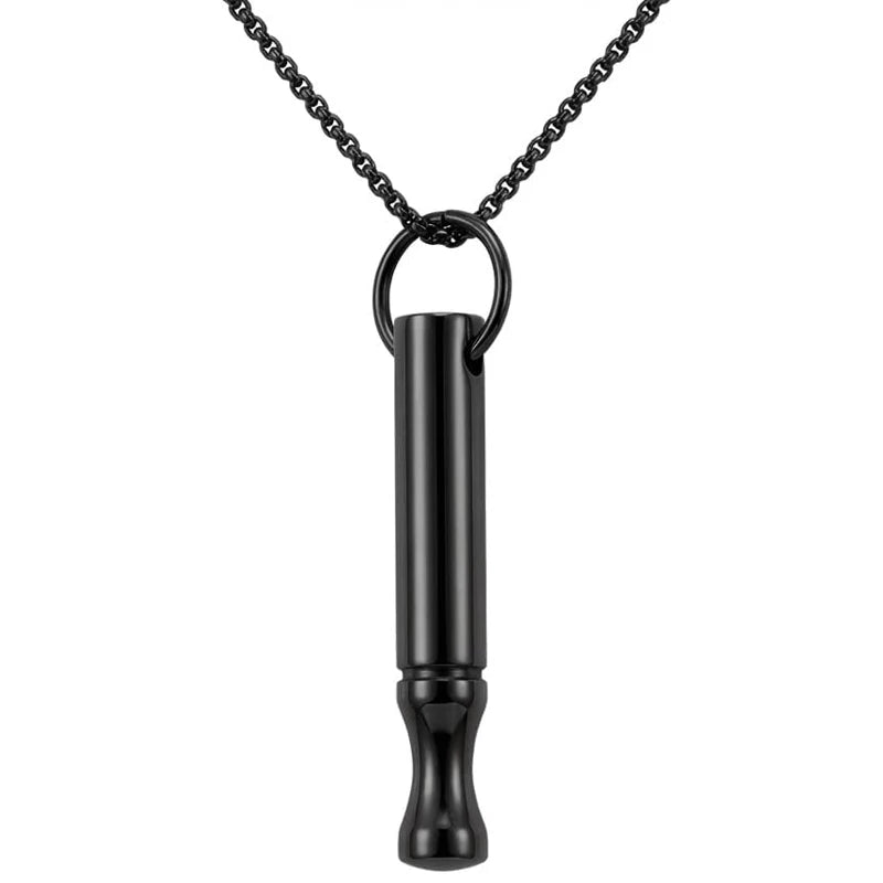 Mindfulness Breathing Necklace Meditation Pendants Stainless Steel Smoking Cessation Aid Anti Anxiety and Stress Relief Whistle