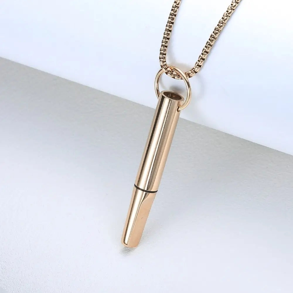 Mindfulness Training Whistle Necklace Metal With Cotton Core Relaxation Necklace Portable Yoga Necklace Necklace Men and Women
