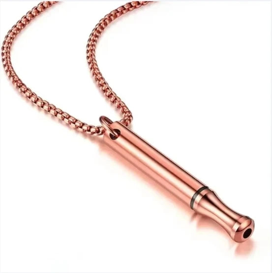 Stainless Steel Meditation Mindfulness Pendant for Regulating Breathe Relieving Anxiety Necklace Quit Smoking with Filter Cotton