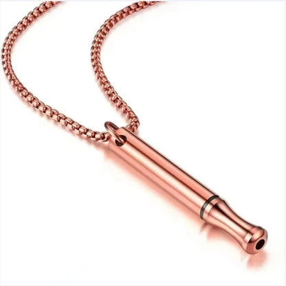Stainless Steel Meditation Mindfulness Pendant for Regulating Breathe Relieving Anxiety Necklace Quit Smoking with Filter Cotton