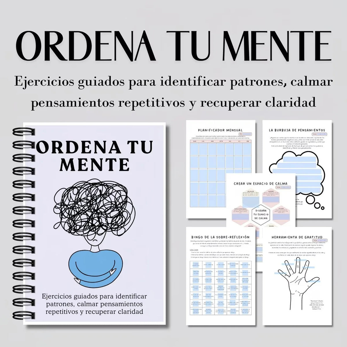 ORDENA TU MENTE Guided Reflection Journal Spanish Mental Health Workbook Stress Relief Mindfulness Exercises Self Help Book