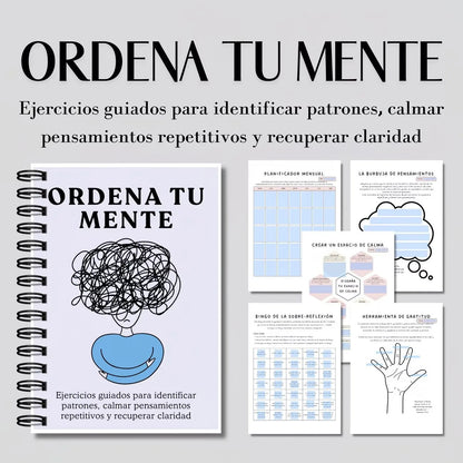 ORDENA TU MENTE Guided Reflection Journal Spanish Mental Health Workbook Stress Relief Mindfulness Exercises Self Help Book