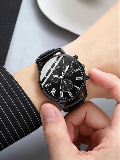 Men's gift box set, including a watch, accessories and a wallet. Suitable as a holiday gift or for daily use and versatile