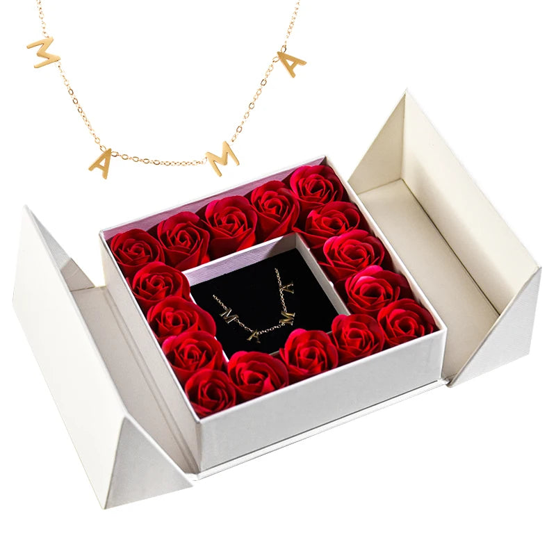 Gifts for Women Jewelry Pendant Necklace /w Soap Eternal Rose Gift Box Mother's Day Necklace Jewelry Wedding Anniversary Gifts