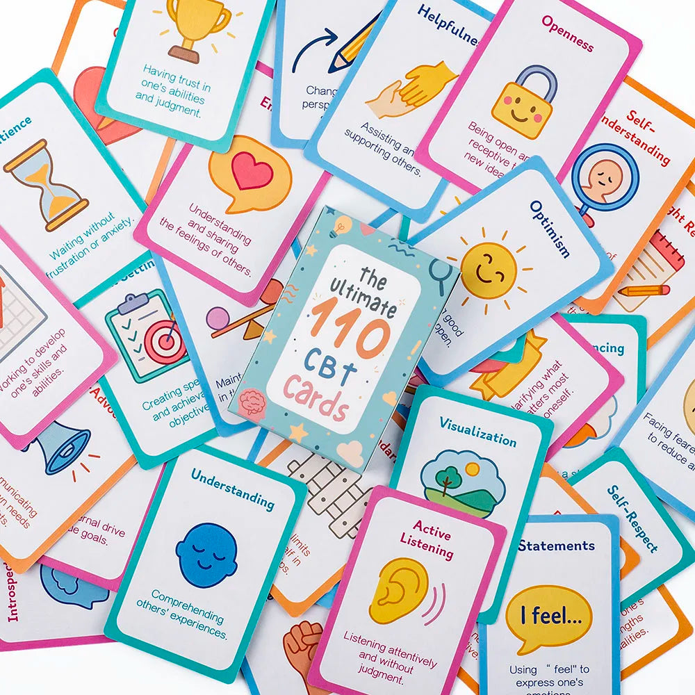 110pcs Adult Mindfulness Cards Emotional Management Supplies Stress Relief Tool Mental Wellness for Teens & Students Board Game
