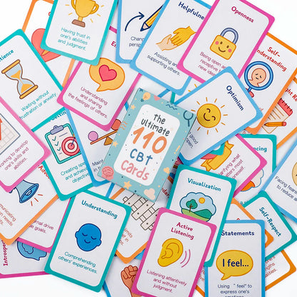 110pcs Adult Mindfulness Cards Emotional Management Supplies Stress Relief Tool Mental Wellness for Teens & Students Board Game