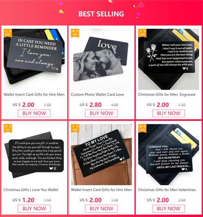 Christmas Gifts for Men  Engraved Wallet Insert Gifts for Boyfriend Husband Anniversary Deployment Gifts, Long Distance Gifts